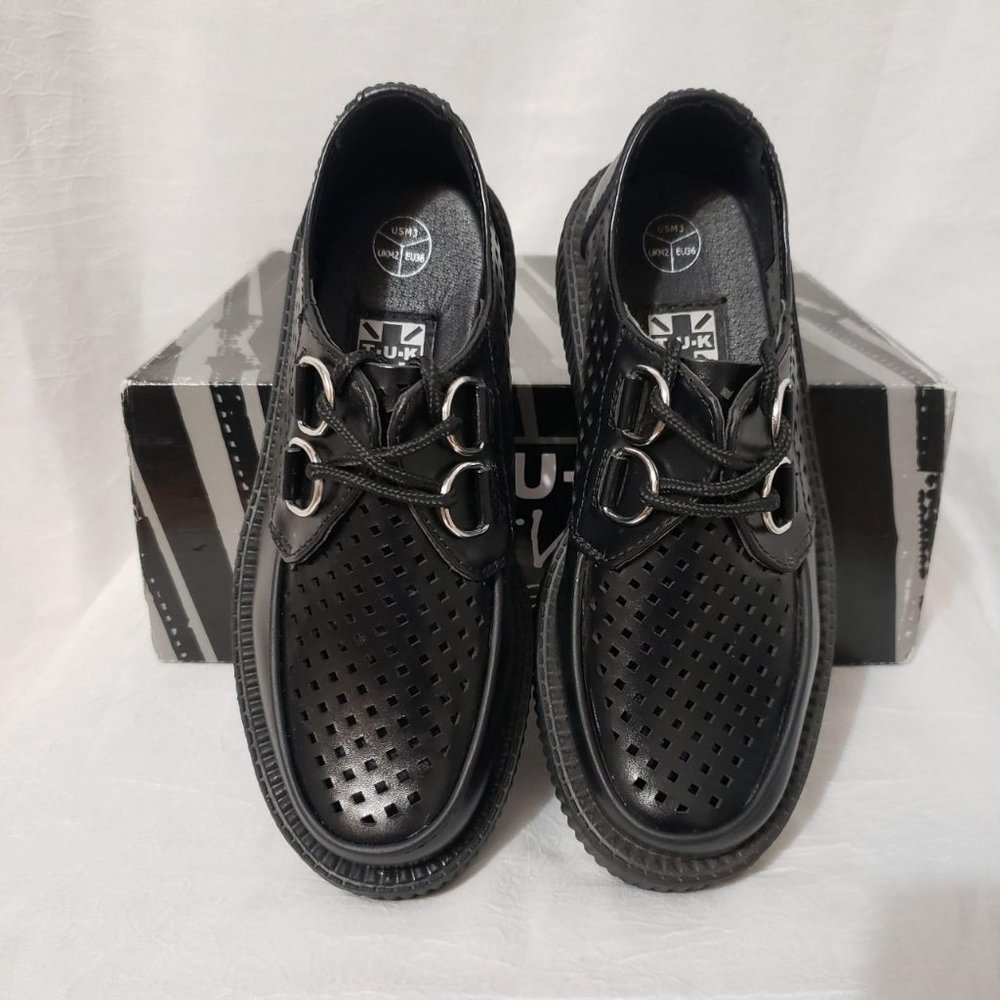 T.U.K Viva Mondo Black Leather Shoes NIB fit like 4.5 - Picture 2 of 4